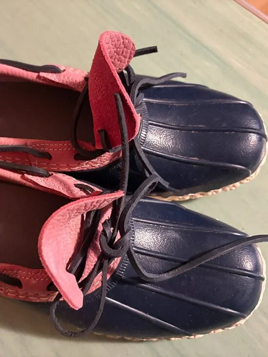 Womens L.L. Bean Pink Blue Low Waterproof Duck Boots Size 10 M - Picture 14 of 14